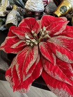 Kerstroos de Luxe op Clip   28 cm