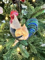 Gekleurde Haan als Ornament   13 cm