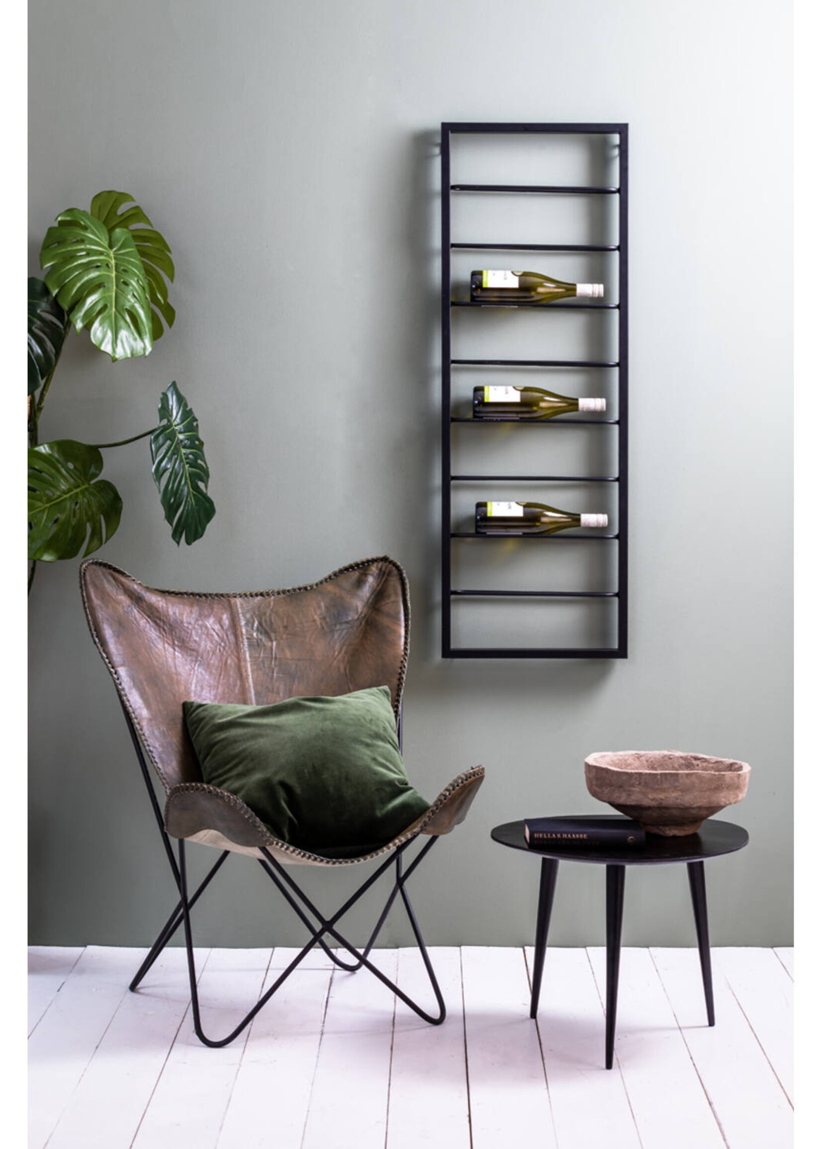 Wand Wijnrek in Mat Zwart