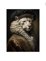 Wandkleed  Snow Leopard  in Frame  H 145 cm