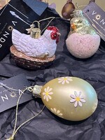 Vondels Paas ornament set , kip in een mand, ei & kuikentje