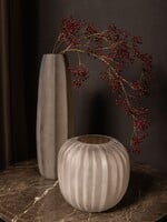 Hoge vaas met ribbeldesign in Zandkleur