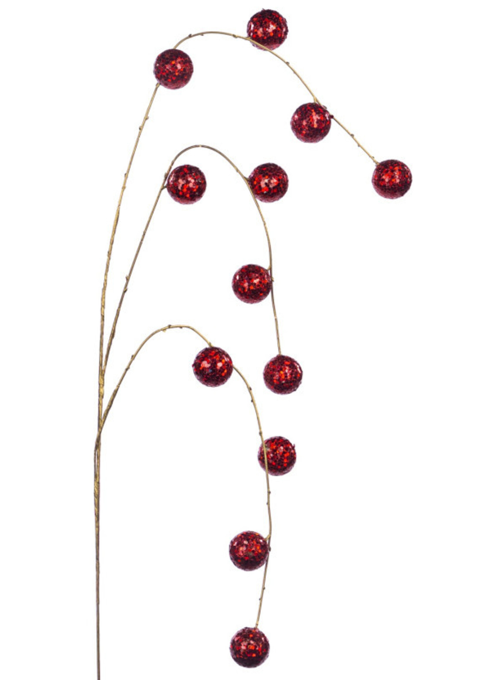 Tak met rode glinster balletjes  93 cm