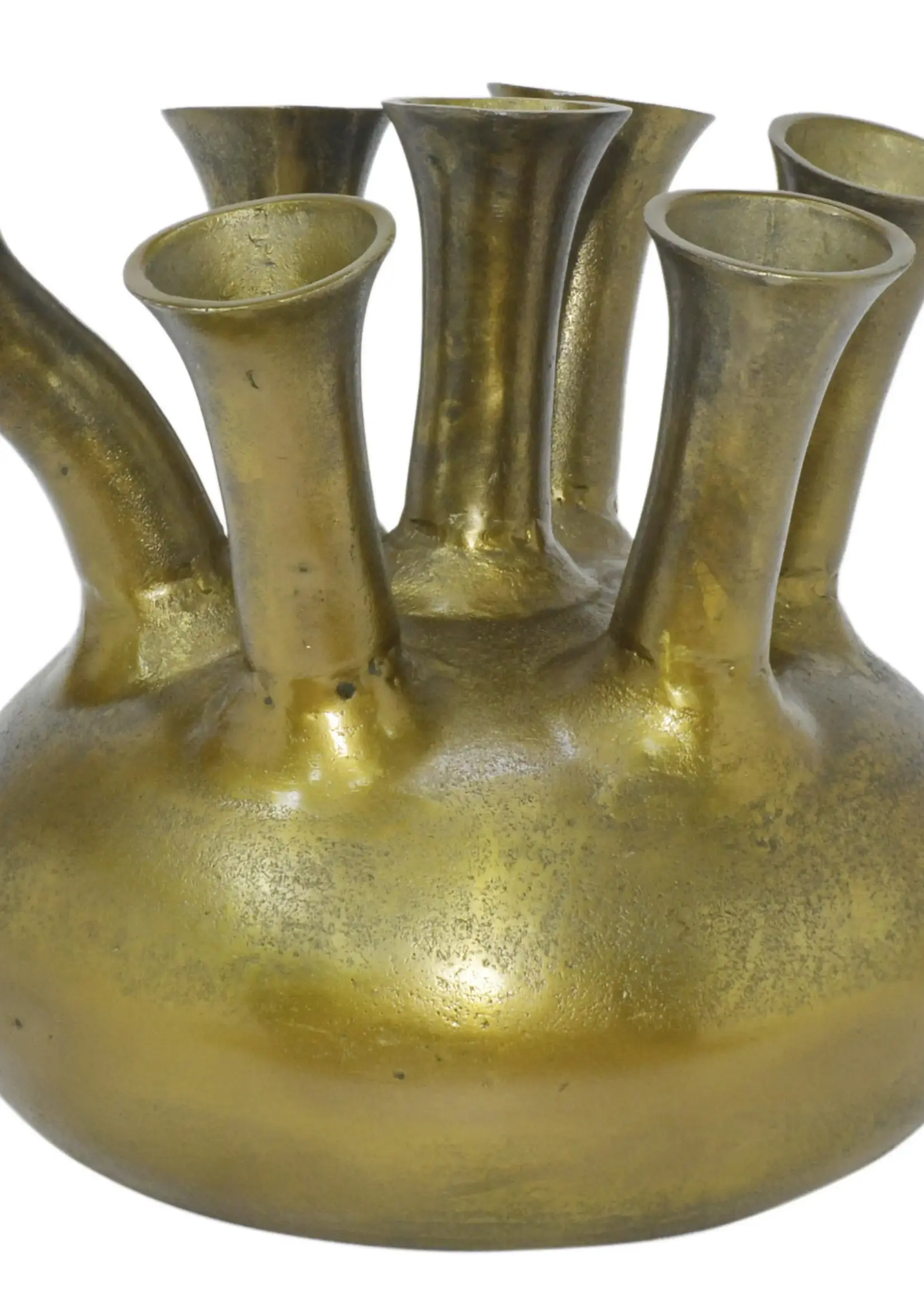 Toetervaas  7-monds vaas, Aluminium Gold