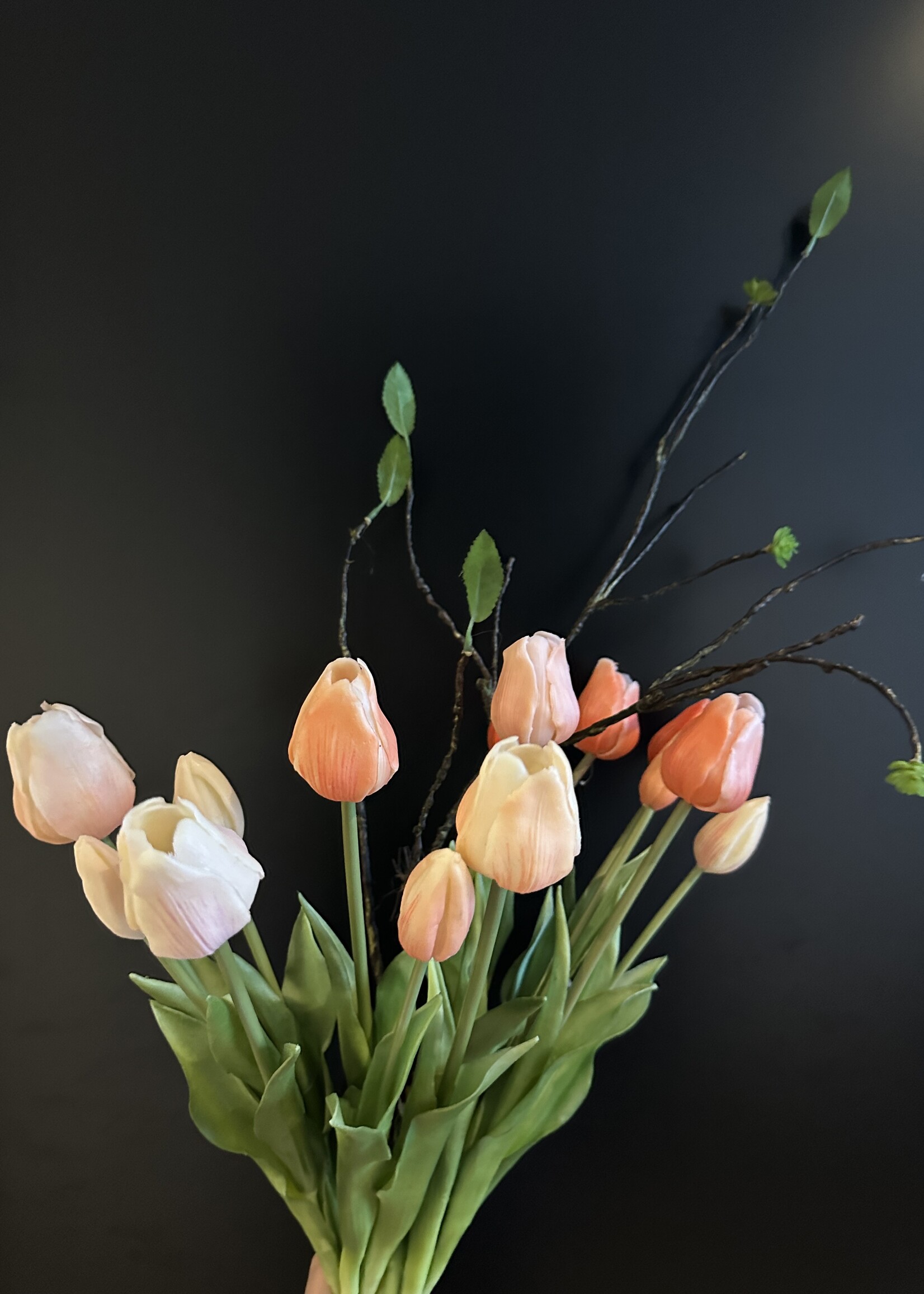 Tulpen boeket met wilgentak