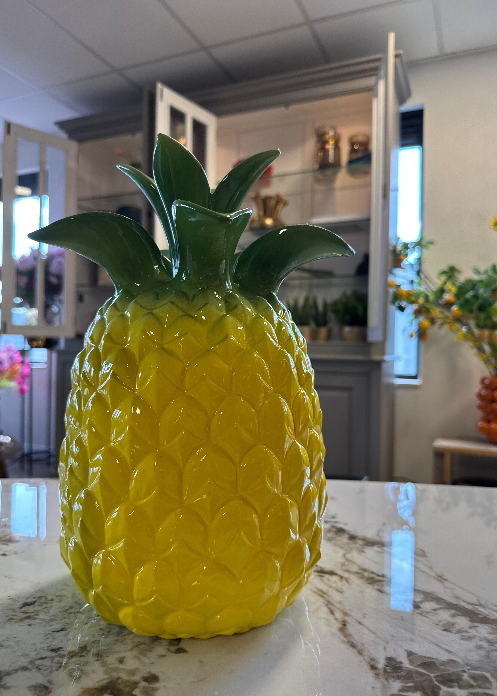 D.Kromhout Ananas  tropical  vaas  geel