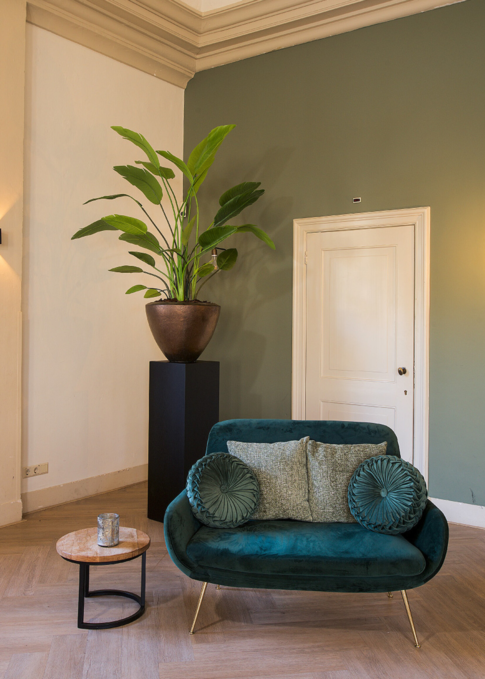 Pot & Vaas Zuil Zwart  Oak Houtnerf