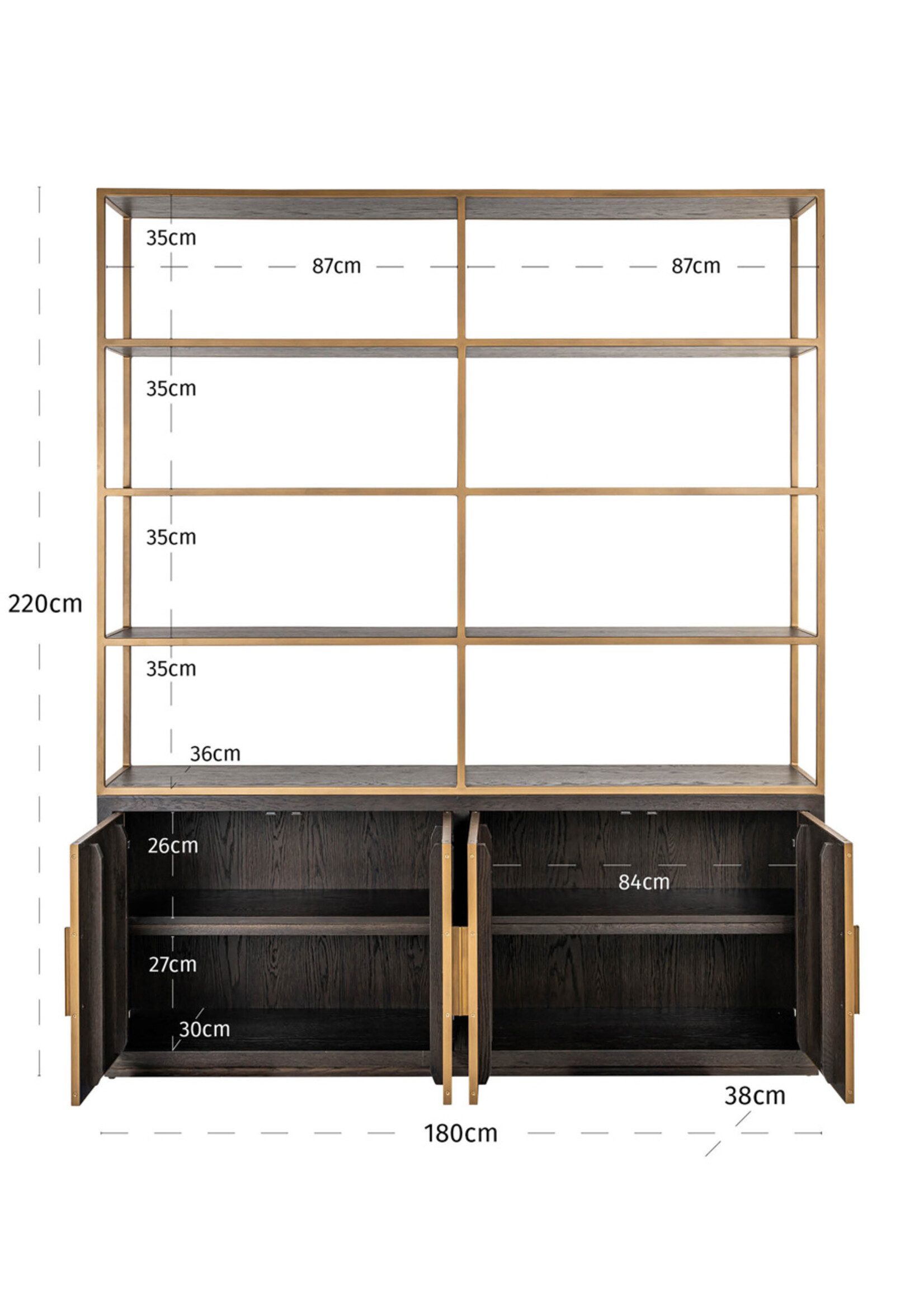 Richmond interiors Vakkenkast Carter bruin n large 4-deurs