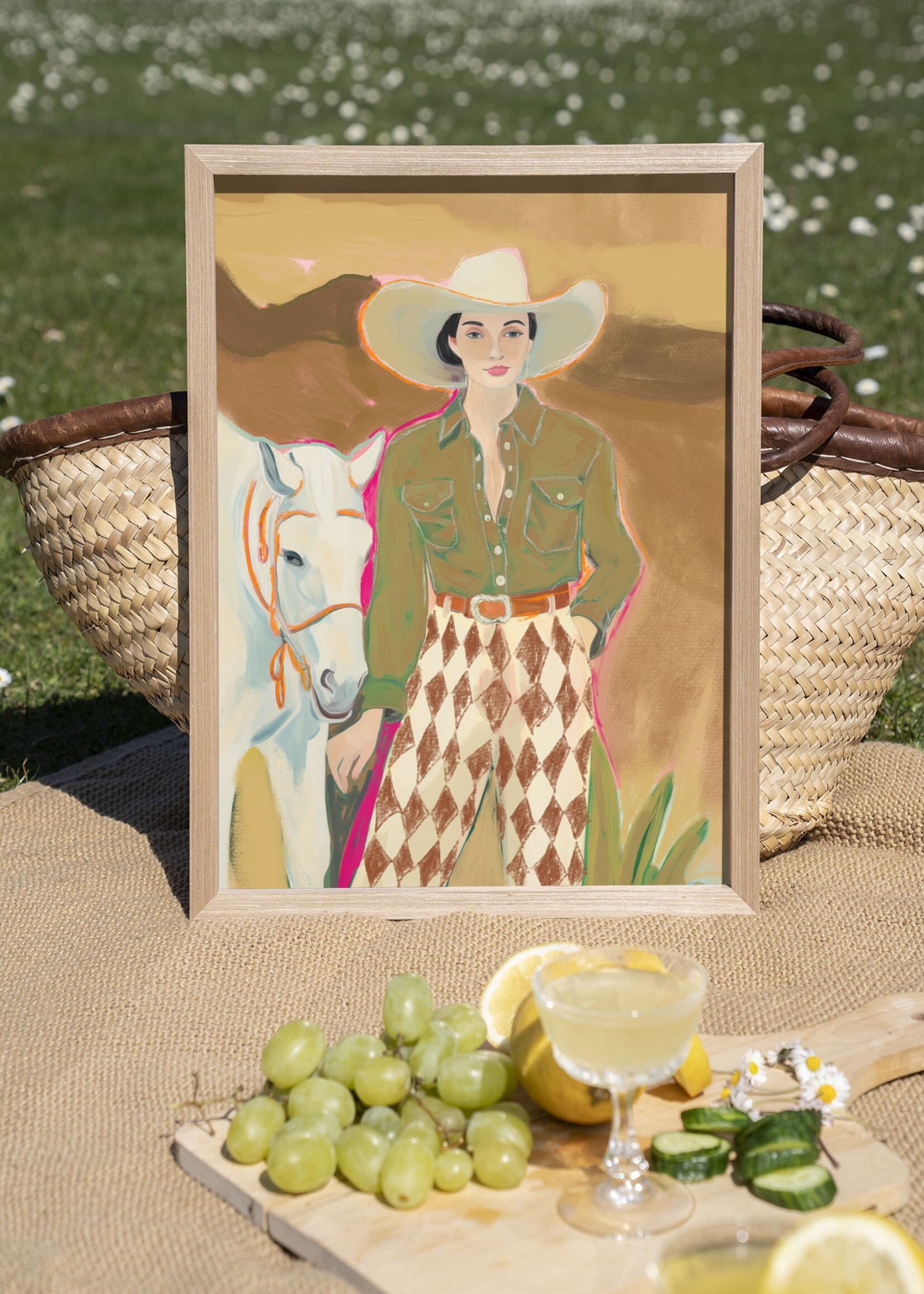 Urban Cottan Cowgirl 3 wanddoek