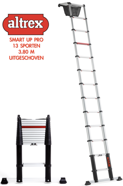 0.89-3.80m Altrex professionele telescopische ladder Smart Up Pro 13 treden