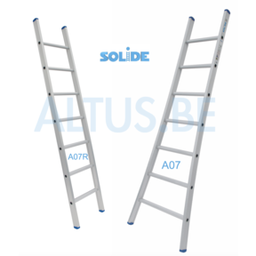 Enkele ladder 7 treden met uitgebogen voet