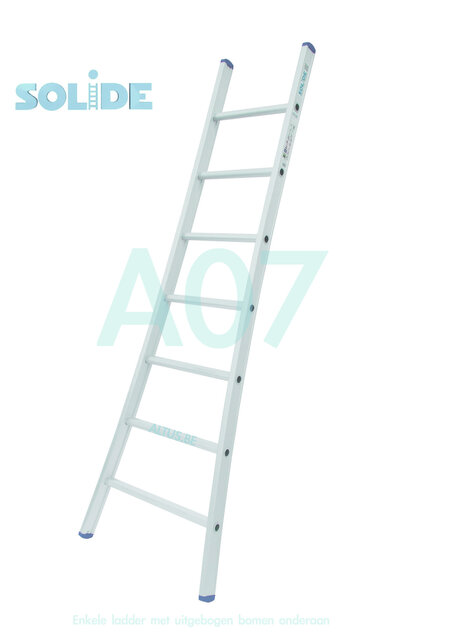 Solide Professionele enkele ladder 7 treden met uitgebogen voet