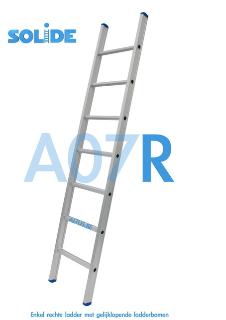 Solide Professionele enkele ladder 7 treden met uitgebogen voet