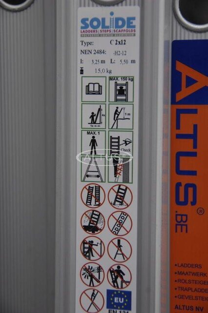 Solide 2-delige professionele reformladder model C2x12