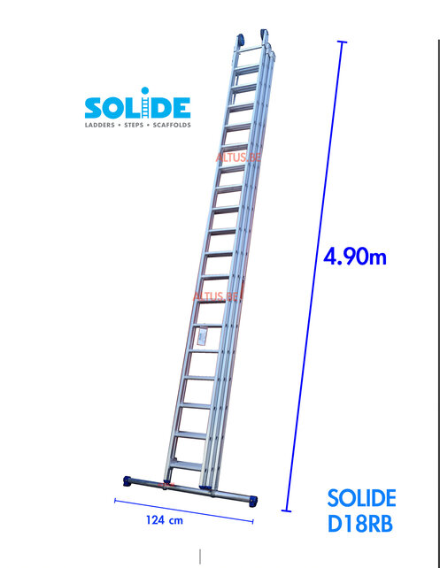 3-delige professionele solide schuifladder 3 x 18
