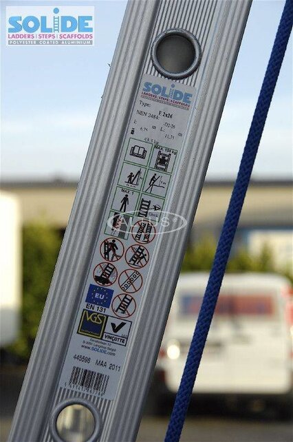 Solide 2-delige professionele touwladder model E 2 x 26 treden