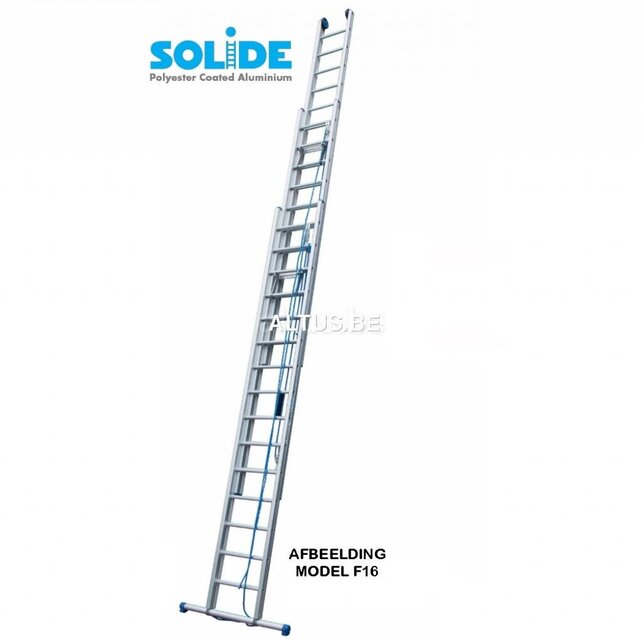Solide 3-delige professionele touwladder model F3x16 treden