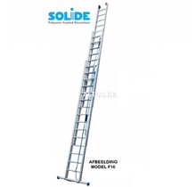 Solide 3-delige professionele touwladder model F3x18 treden