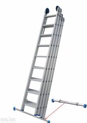 Solide  4-delige professionele schuifladder met stabilisatiebalk, 4 x 8 sporten