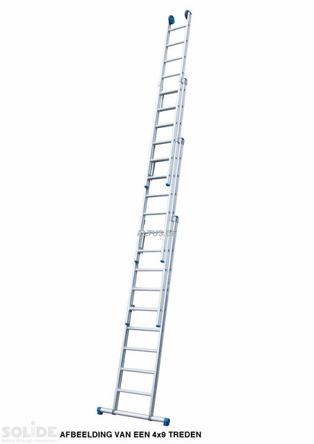 4-delige Solide professionele schuifladder met stabilisatiebalk, 4x9 sporten