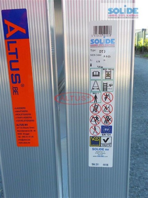 Solide dubbele professionele trapladder model DT 2x3 treden