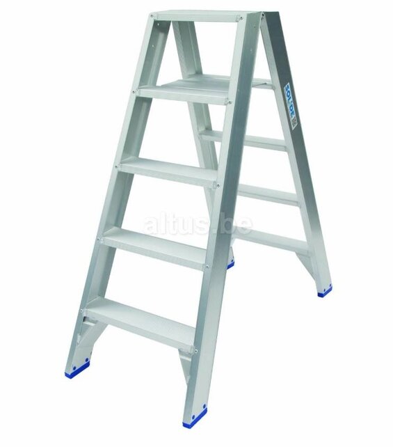 Solide dubbele professionele trapladder model DT 2x5 treden