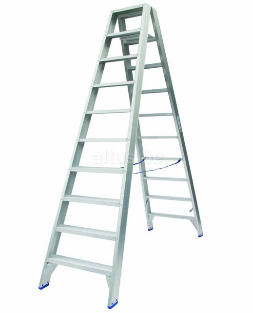 Solide dubbele professionele trapladder model DT 2x10 treden