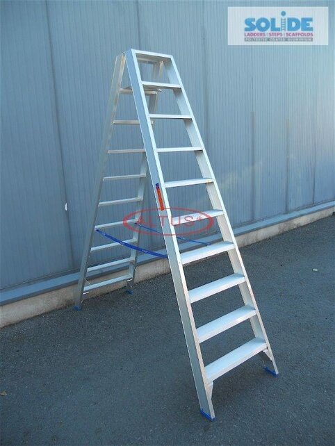 Solide dubbele professionele trapladder model DT 2x10 treden