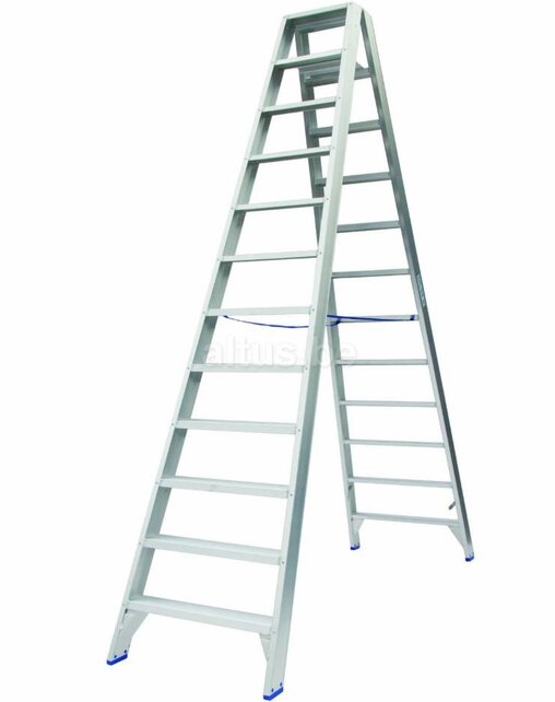 Solide dubbele professionele trapladder model DT 2x12 treden