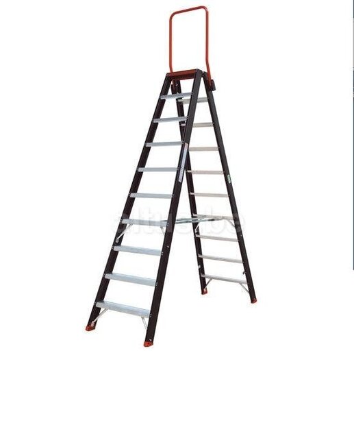 Altrex Taurus dubbele trapladder 2 x 10 treden met inklapbare steunbeugel