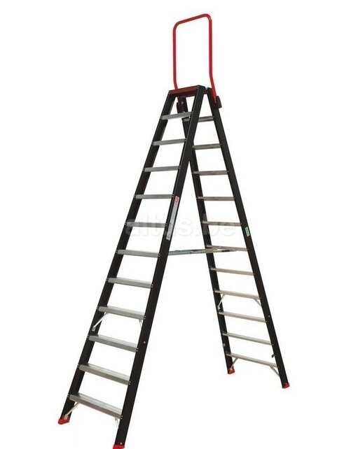 Altrex taurus dubbele trapladder 2x12 treden met inklapbare steunbeugel