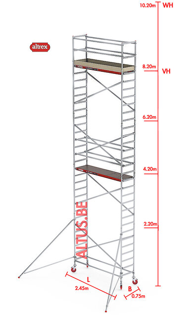 RS-41 Tower 0.75m B x 2.45m L x 8.20m Vh = 10.20 wh traditionele opbouw