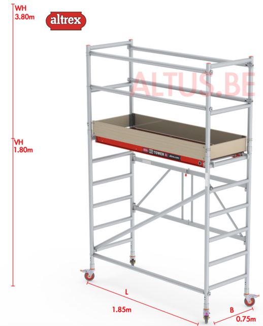 RS 44-power kamersteiger 0.75 x 1.85 x 3.80m WH