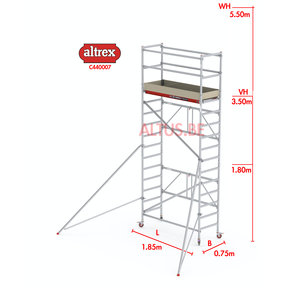 3.50m stahoogte = 5.50m werkhoogte