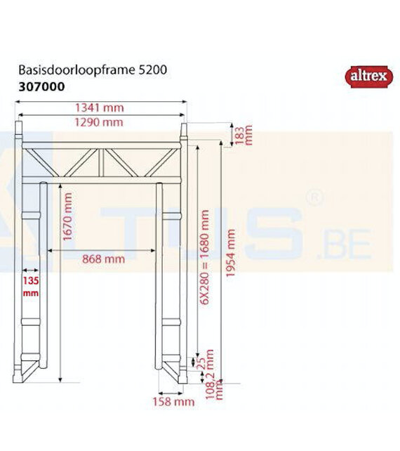 Altrex RS5 tower onderdelen basisdoorloopframe 5200