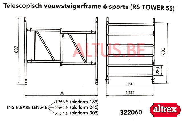 Altrex RS5 tower onderdelen klap unit 6-sports telescopisch 135