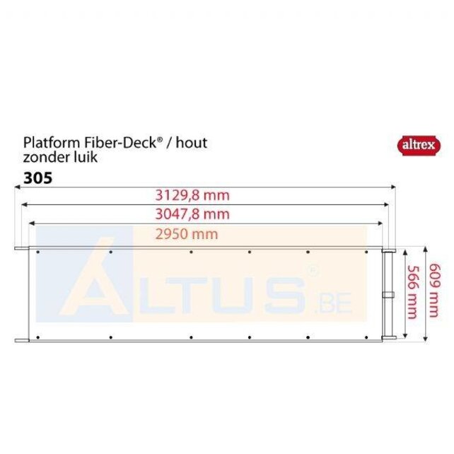RS5 tower onderdelen Fiber-deck platform zonder luik 3.05m