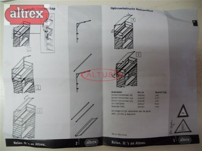 Altrex doorwerkkap 1.35 x 1.85m