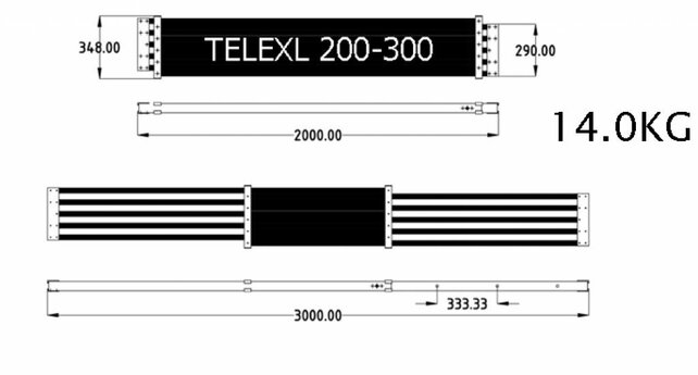 Telescopisch professioneel platform telexl 2.00-3.00m in-uitschuifbaar
