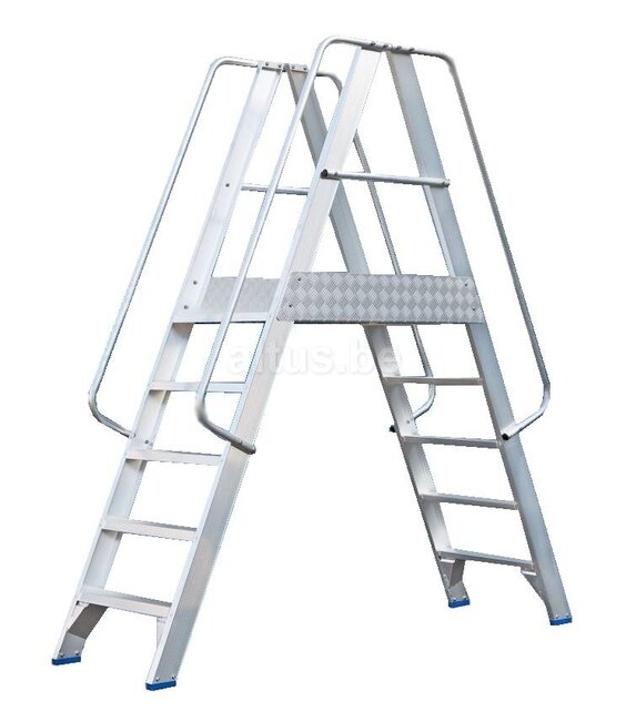 Solide professioneel platform dubbele toegang  2 x 5 treden 1.25m