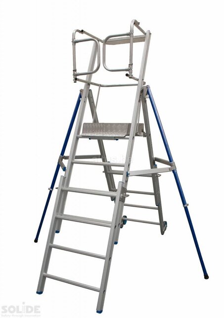 Solide professioneel telescopisch werkplatform 360° leuning 4-6 treden