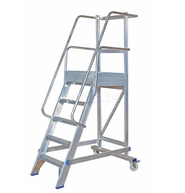 Solide industriële mobiele magazijntrap 5 treden