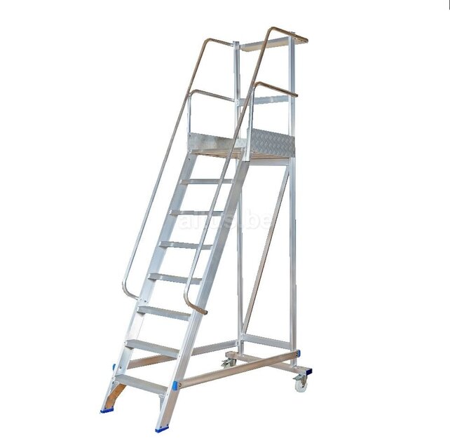 Solide industriële mobiele magazijntrap 8 treden