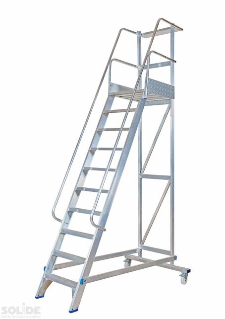 Solide industriële mobiele magazijntrap 10 treden