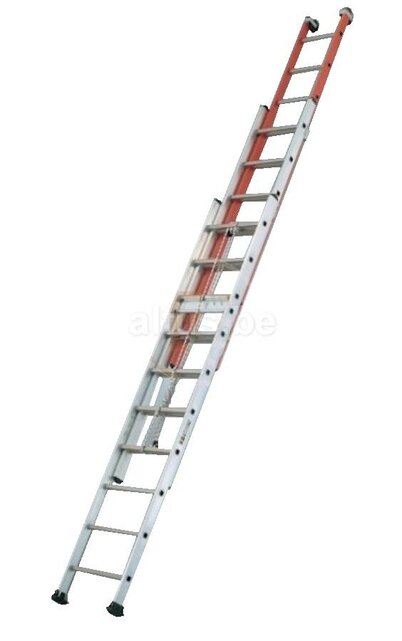 Tubesca 3-delige schuifladder met touw 3x10 treden