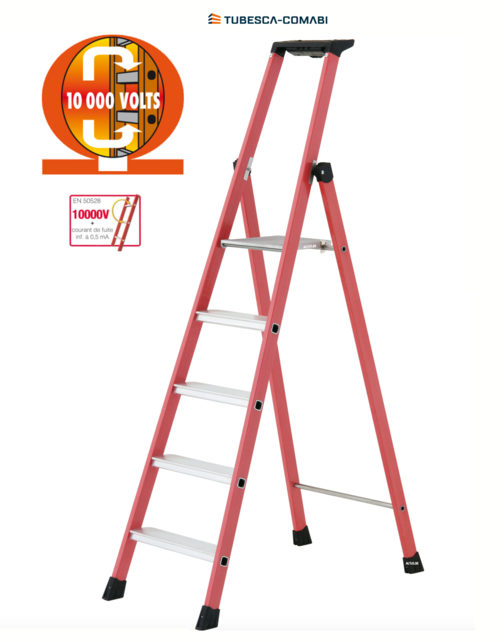5 treden Glasvezeltrapladder- Isolerende type Pro Intensif