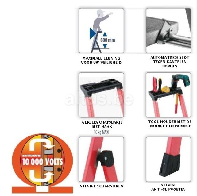 6 treden Glasvezeltrapladder- Isolerende type Pro Intensif