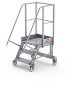 Bordestrap onder hoek 45° met 4 wielen - tredebreedte 60 cm 2 treden + bordes