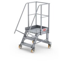 Bordestrap onder hoek 45° met 4 wielen - tredebreedte 60 cm 2 treden + bordes