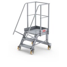 Bordestrap onder hoek 45° met 4 wielen - tredebreedte 60 cm 2 treden + bordes